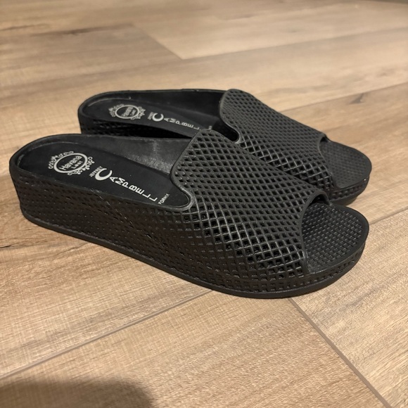 Jeffrey Campbell Shoes - Jeffrey Campbell Grid Platform Wedge Slides Sandals 90s Y2K black Size 8